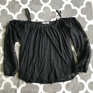 Cold Shoulder Blouse w/ Lace Sleeves (1)